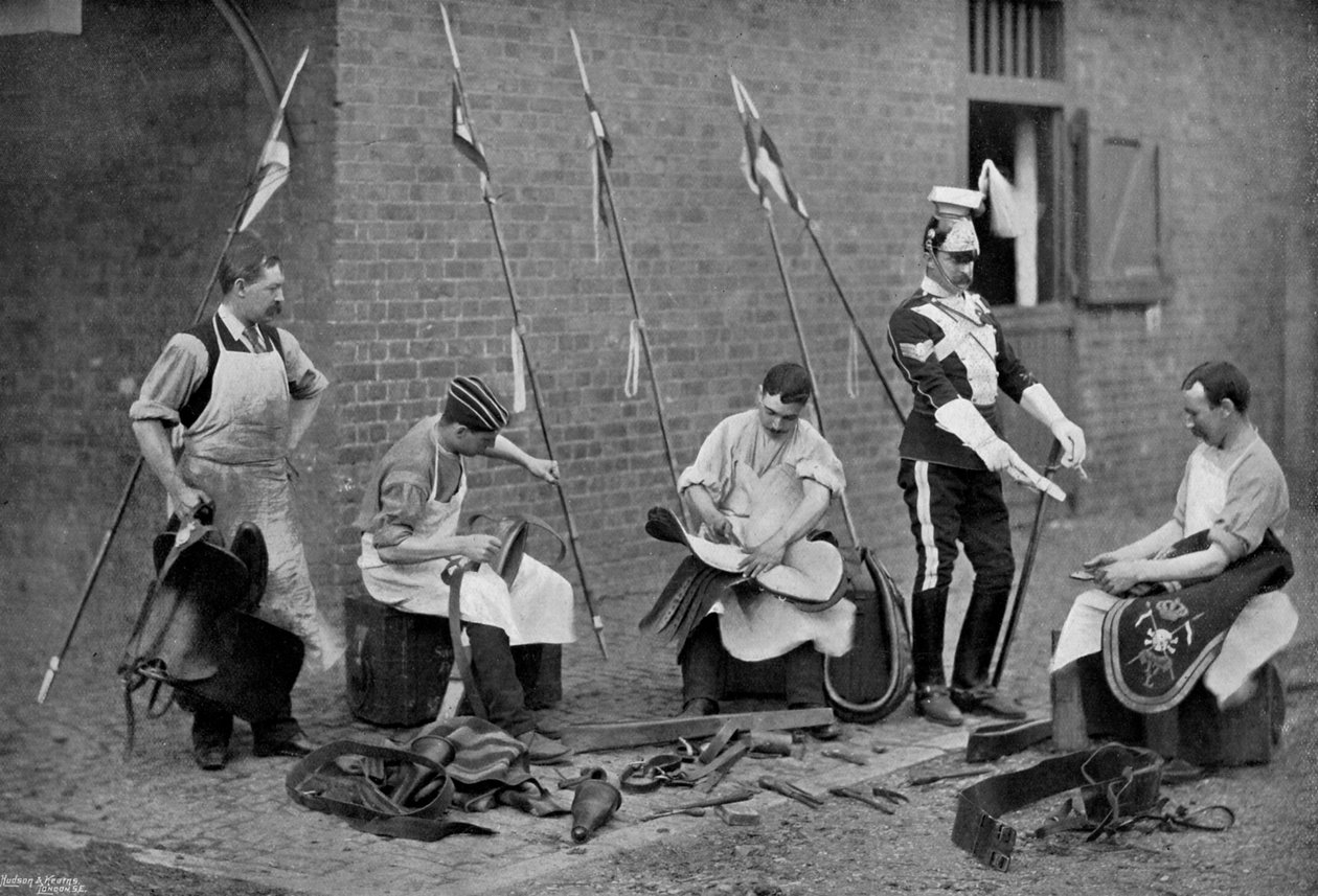 Sadlers of the 17th Lancers at work, 1896 av Gregory and Co