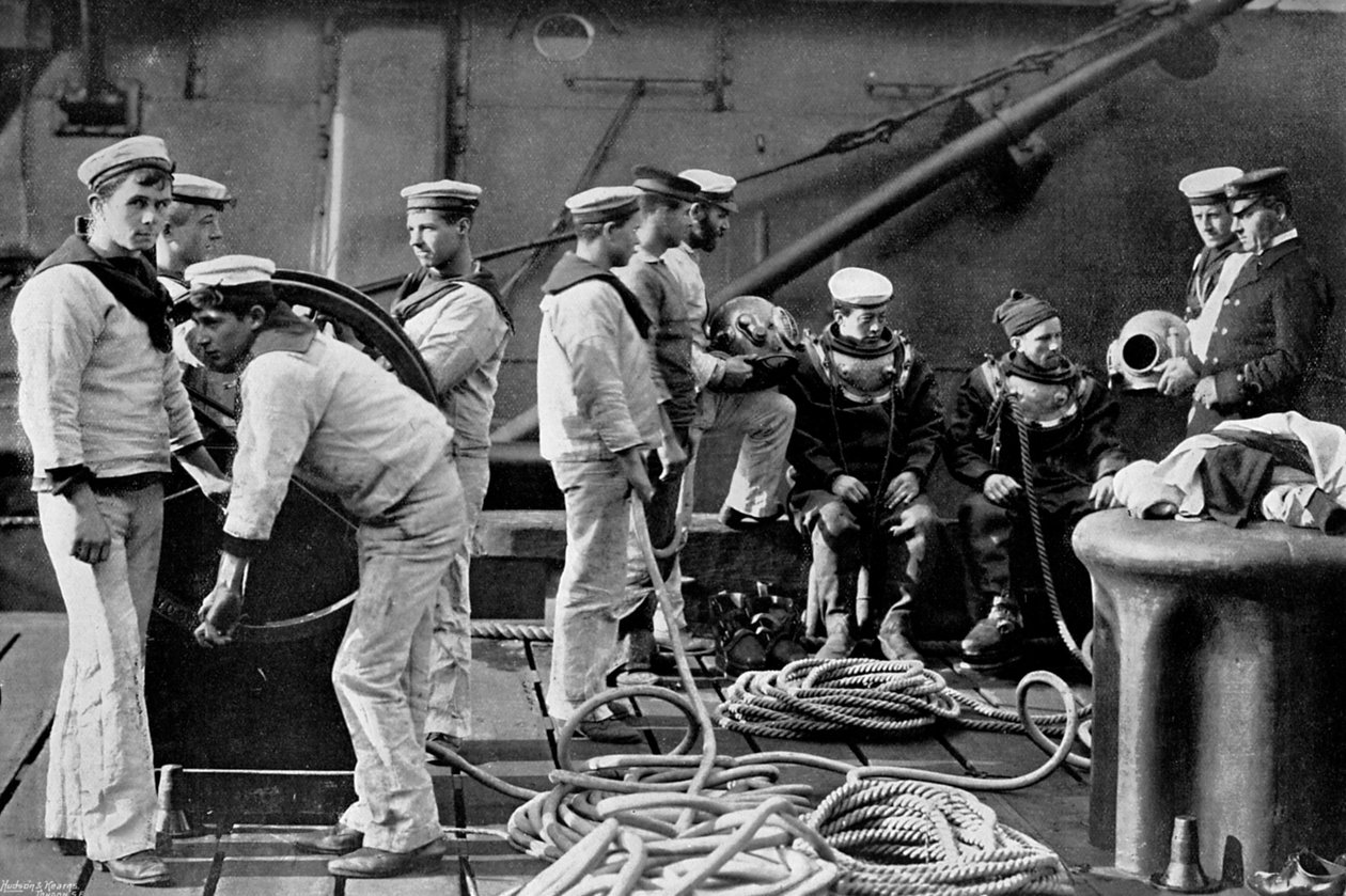 Dykkeren om bord på skipet, 1896 av Gregory and Co