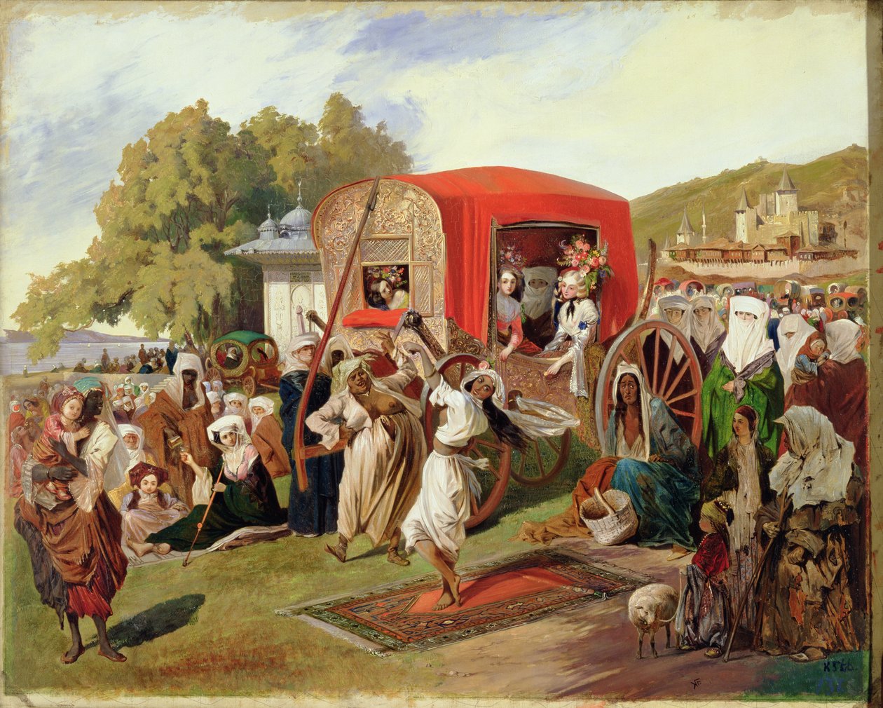 Utendørsfest i Tyrkia, ca. 1830-60 av Grigori Grigorevich Gagarin