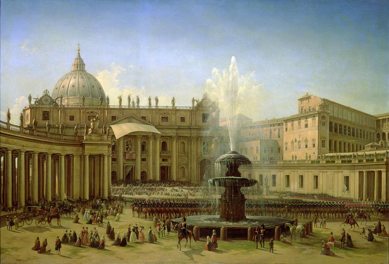 Piazza San Pietro i Roma på tidspunktet for en pavelig velsignelse, 1850 av Grigori Grigor
