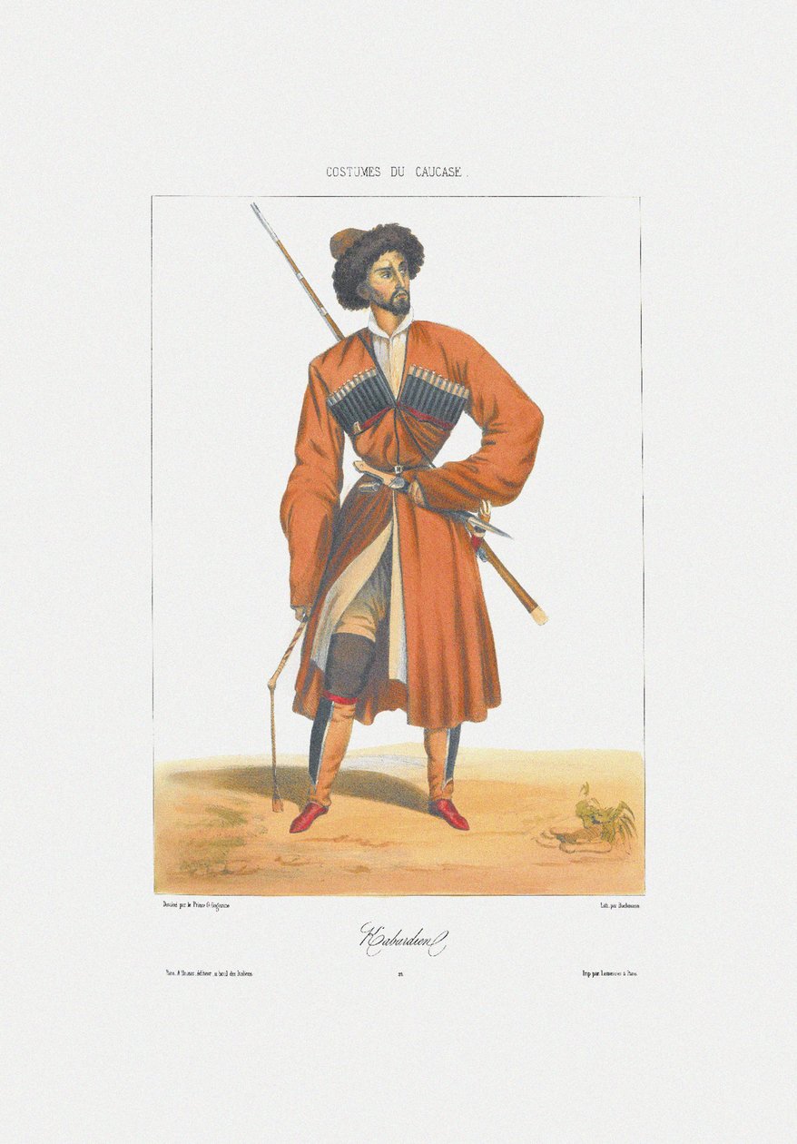 En Kabardin-mann Fra: Scener, landskap, skikker og kostymer i Kaukasus, 1840 av Grigori Grigorevich Gagarin