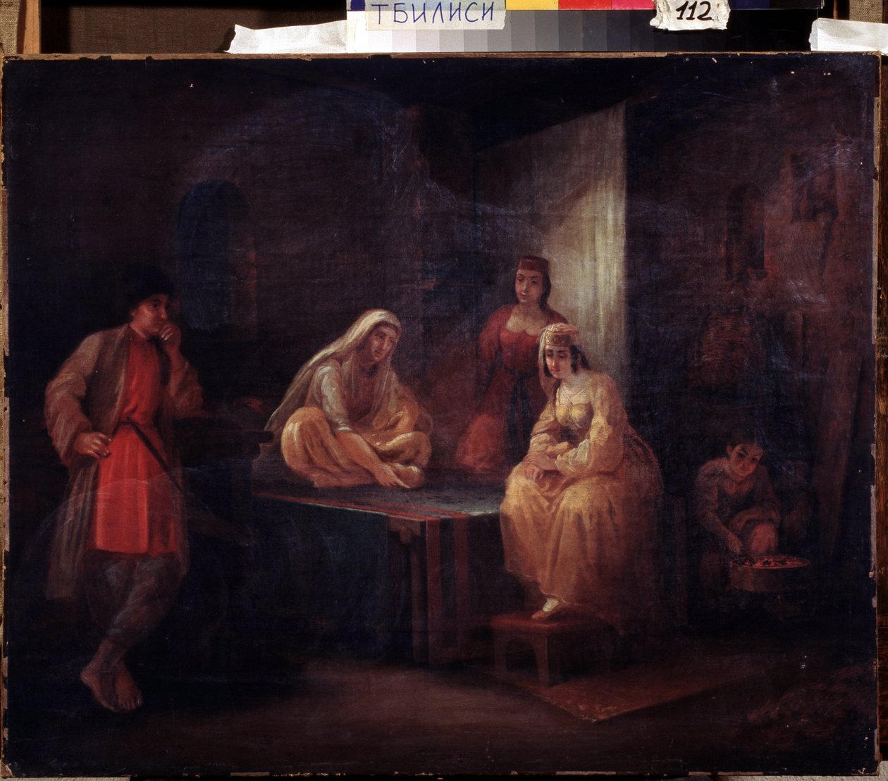 I rommet. Orientalistisk scene med Shamakha-dansere i Aserbajdsjan samlet i et harem. Maleri av Grigori Grigorievich Gagarin (1810-1893), olje på lerret, russisk kunst fra 1800-tallet. Statens georgiske kunstmuseum, Tbilisi (Georg av Grigori Grigorevich Gagarin