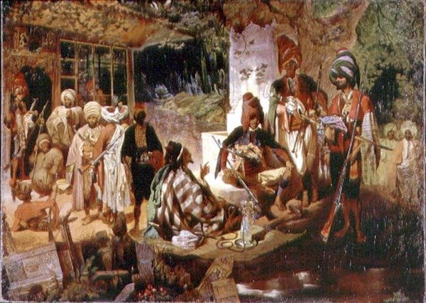Orientalsk scene (olje på lerret) av Grigori Grigorevich Gagarin