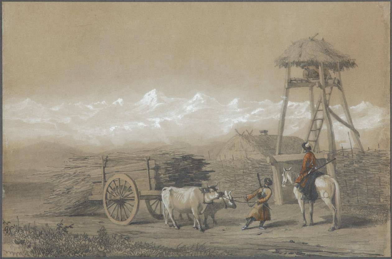 Kosakkefortet i Kaukasus, 1846 av Grigori Grigorevich Gagarin