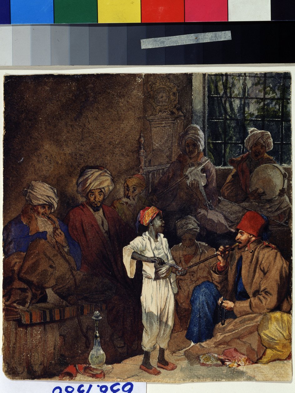 ""Et vertshus i Izmir i Tyrkia"" (Kaffehus i Smyrna) Akvarell av Grigori Gagarin (Gagarin) (1810-1893) 1835 State A. Pushkin Museum of Fine Arts Moskva av Grigori Grigorevich Gagarin