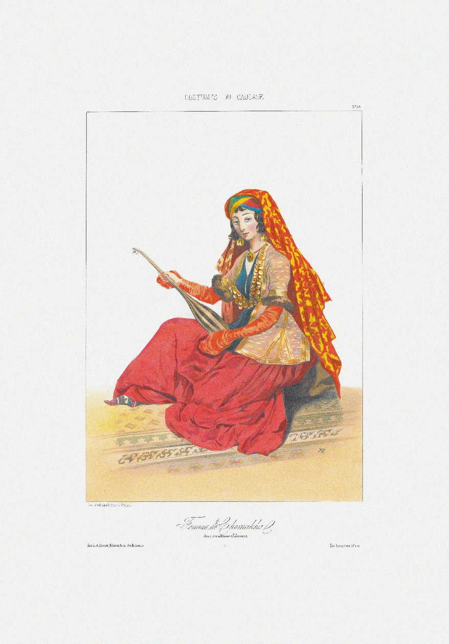 Woman of Shamakhy Fra: Scener, landskap, skikker og kostymer i Kaukasus, 1840 av Grigori Grigorevich Gagarin