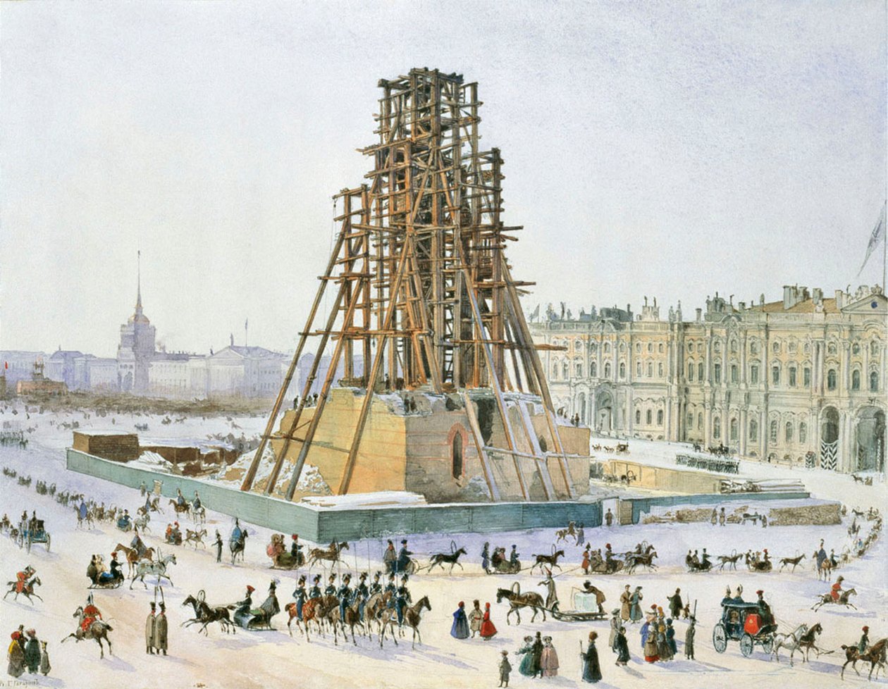 Alexandersøylen i stillaser, 1833. av Grigori Grigorievich Gagarin