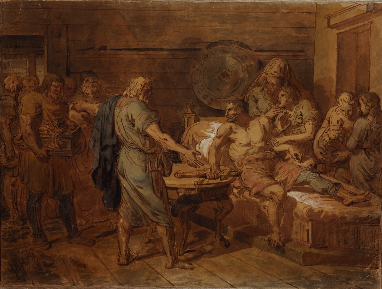 Kuzma Minins appell til prinsen Dmitrij Pozharsky, 1800-tallet av Grigori Ivanovich Ugryumov