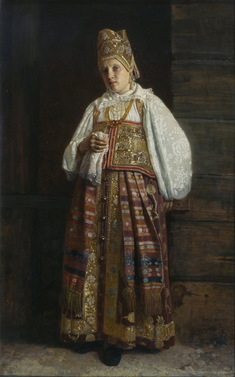 Kvinne fra Kursk i tradisjonelle russiske klær, 1871 av Grigori Semenovich Sedov