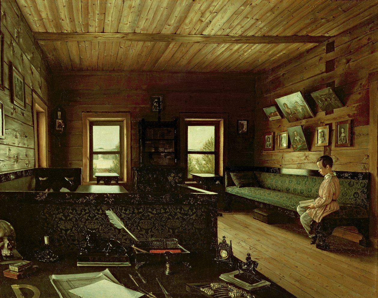 Studien i huset til Nikolai Milyukov i Ostrovky, 1844 av Grigori Vasilievich Soroka