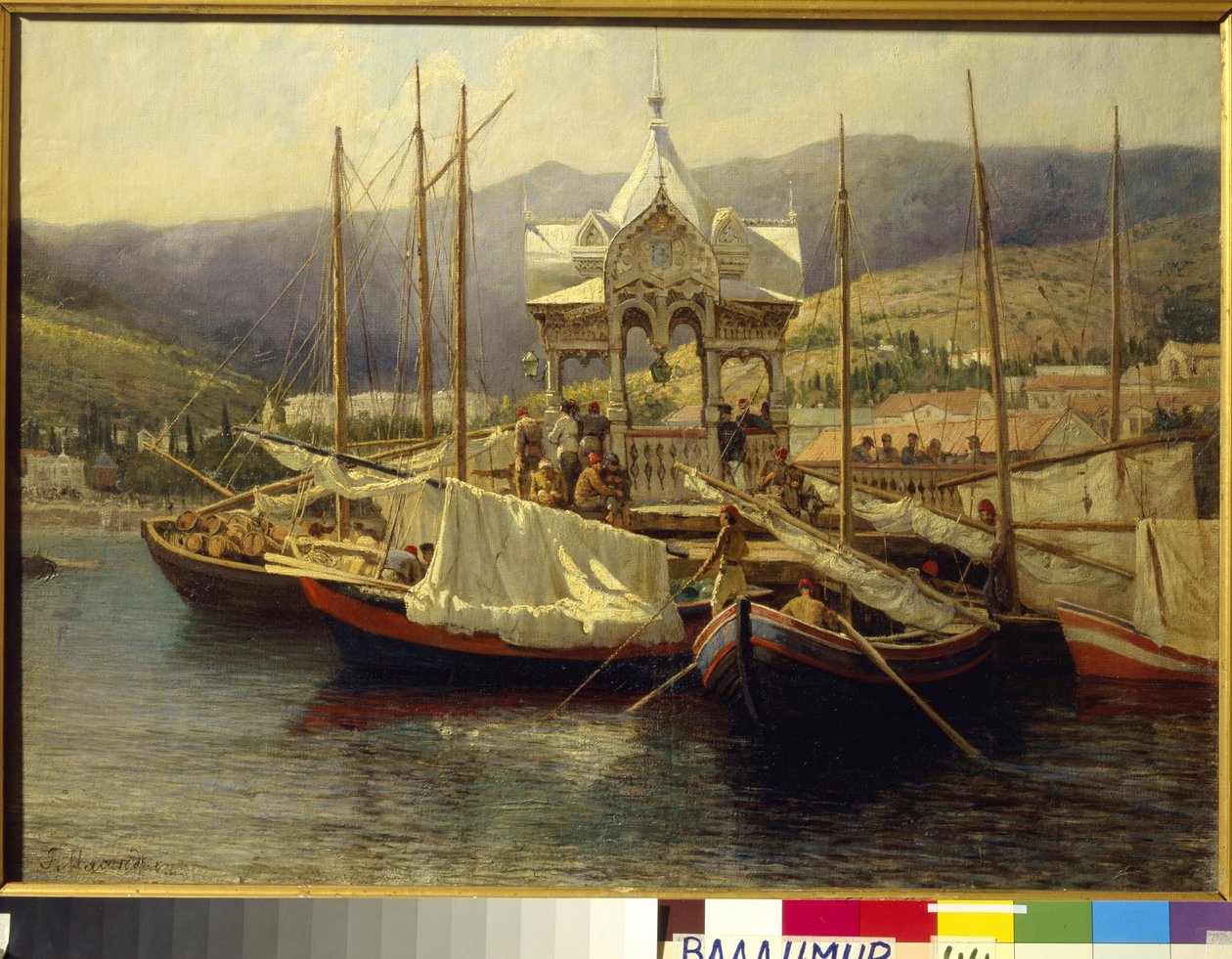 Le Port de Jalta (Ukraina) - Painture de Grigori (Grigory, Grigory) Grigorievich Myasoedov (Myasoedov) (1834-1911), huile sur toile av Grigoriy Myasoyedov