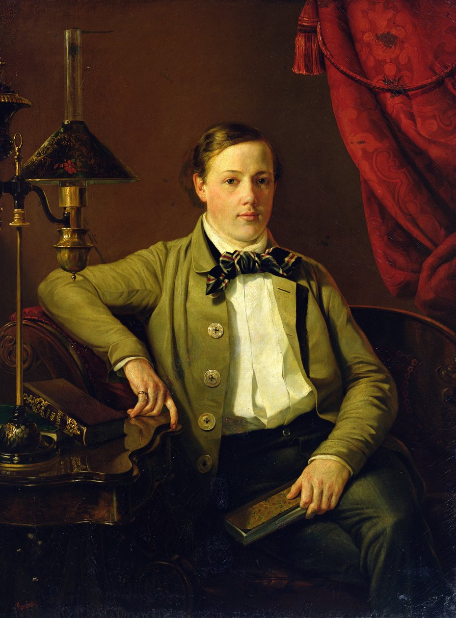 Portrett av Apollon Maykov, 1840 av Grigory Mikhailov