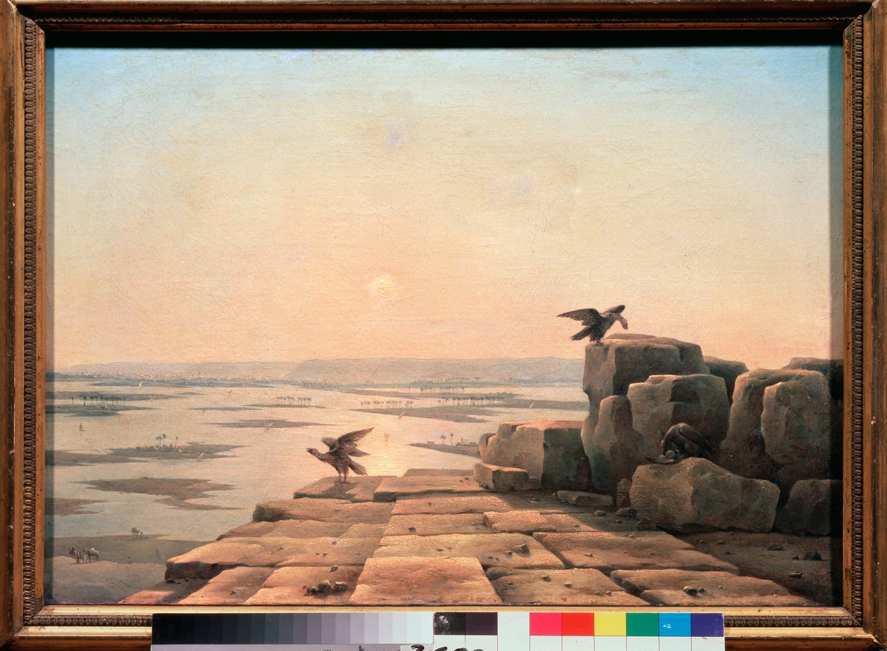 The Nile Floods (Egypt) - Overflow Of The Nile - Maleri av Grigori Grigorievich Tchernetsov (Chernetsov) (1802-1865), olje på lerret av Grigory Tchernezov