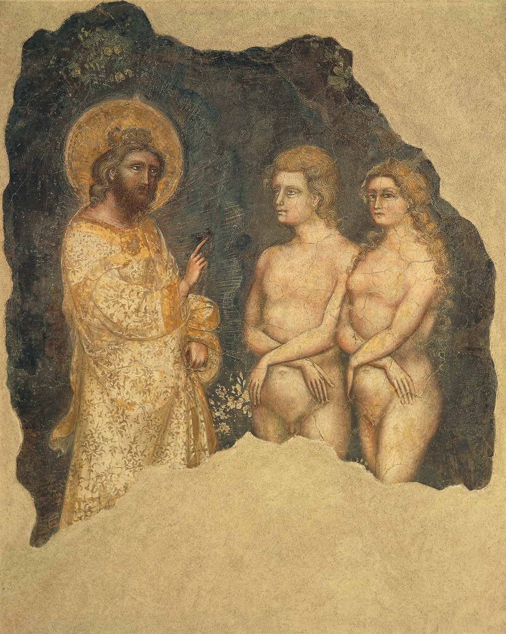 Adam og Eva før evig, av Guariento (aktiv siden 1338, død ca. 1367), freskomaleri, Carrarese Chapel, Galilean Academy of Arts and Sciences, tidligere Patavina, Padua, Italia, ca. 1350 av Guariento di Arpo