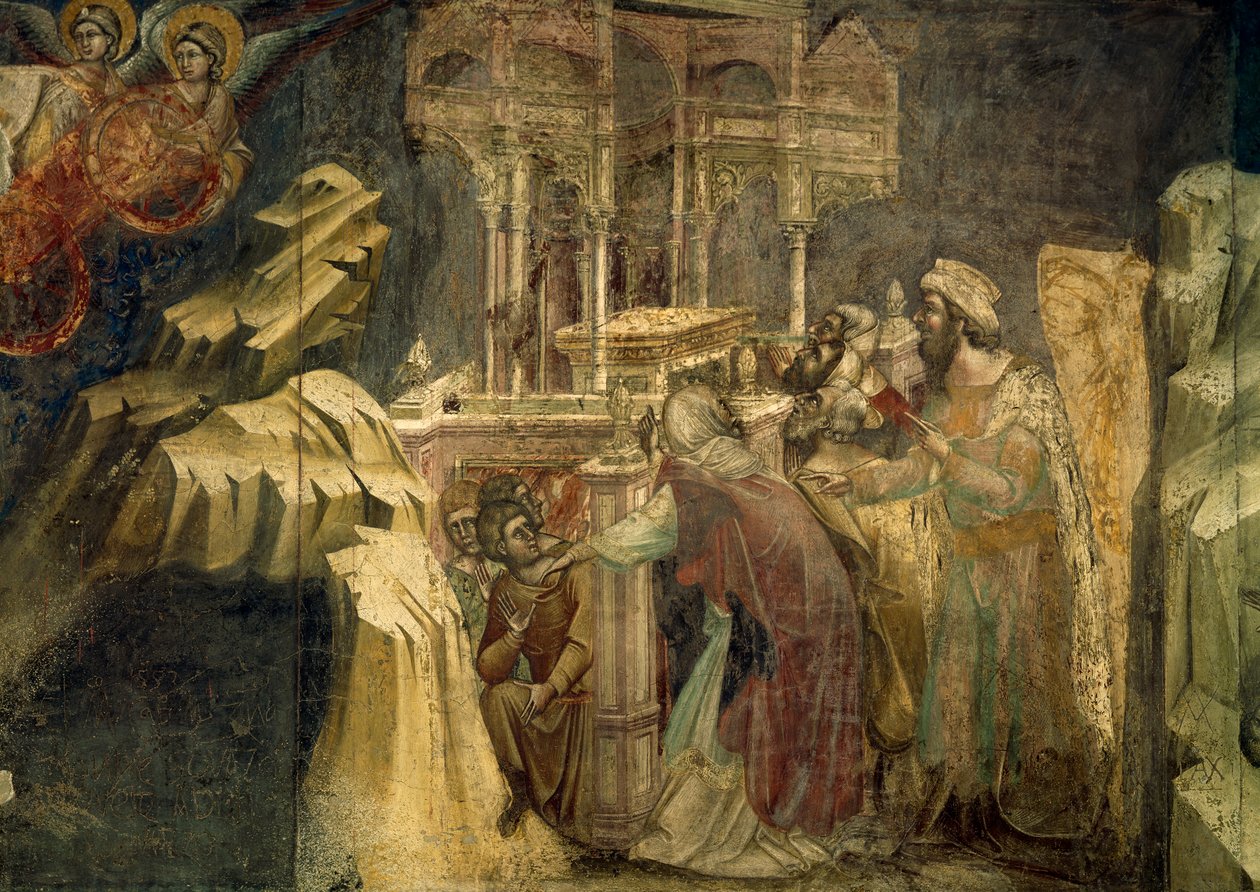Episode fra Det gamle testamente, av Guariento di Arpo (aktiv 1338 - død 1367 eller 1370), freskomaleri fra Cappella dei Carraresi, Padua, Italia. av Guariento di Arpo