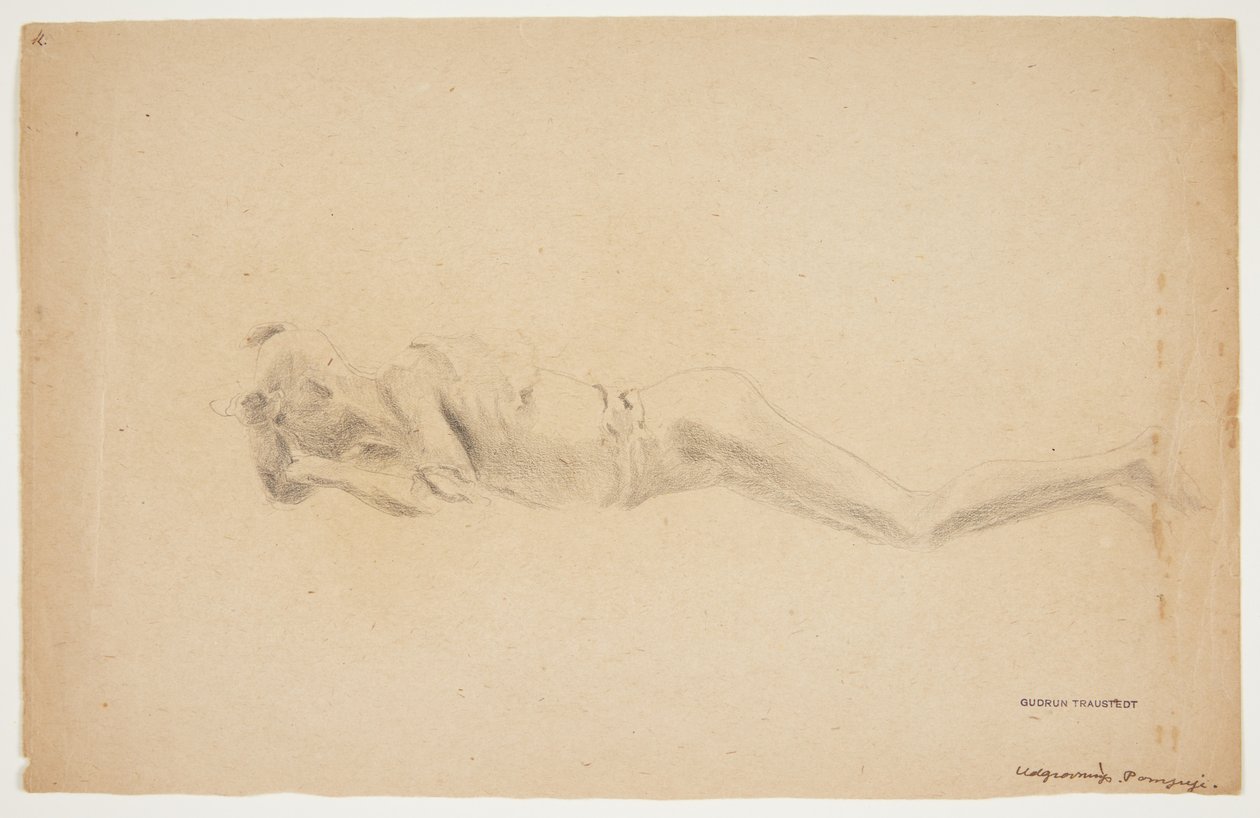Studie av en gipsavstøpning fra Pompeii. Løgnende mann av Gudrun Traustedt