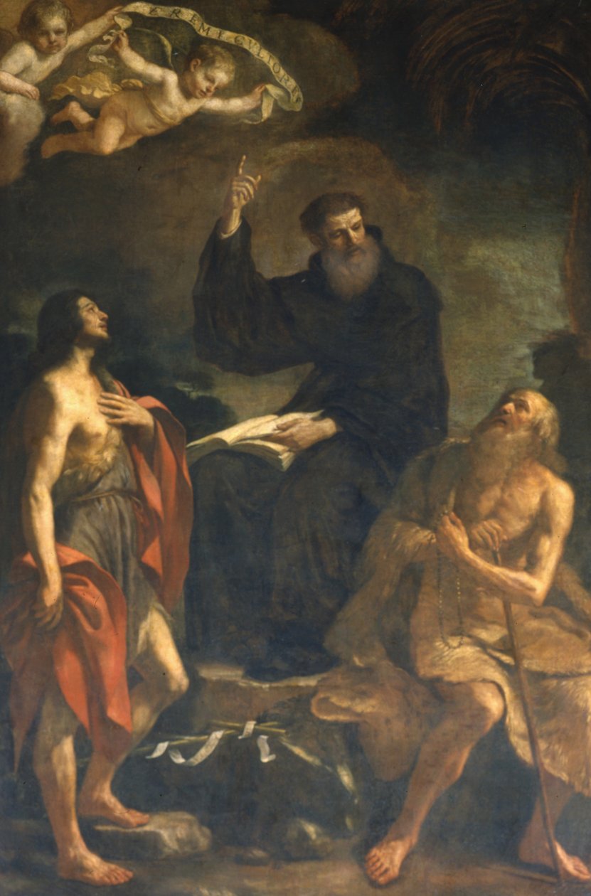 St. Augustine, St. John og St. Hieronymus av Giovanni Francesco Barbieri