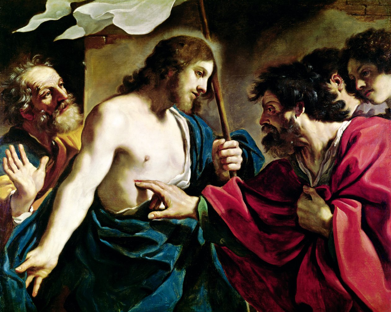 The Incredulity of St. Thomas av Giovanni Francesco Barbieri