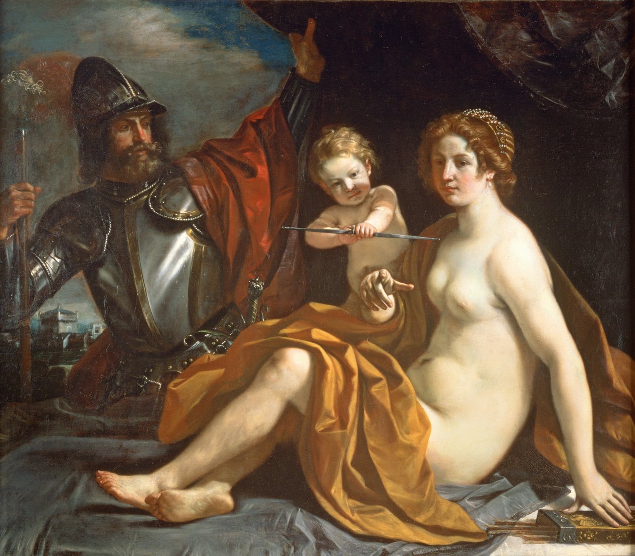Venus, Mars og Amor av Giovanni Francesco Barbieri