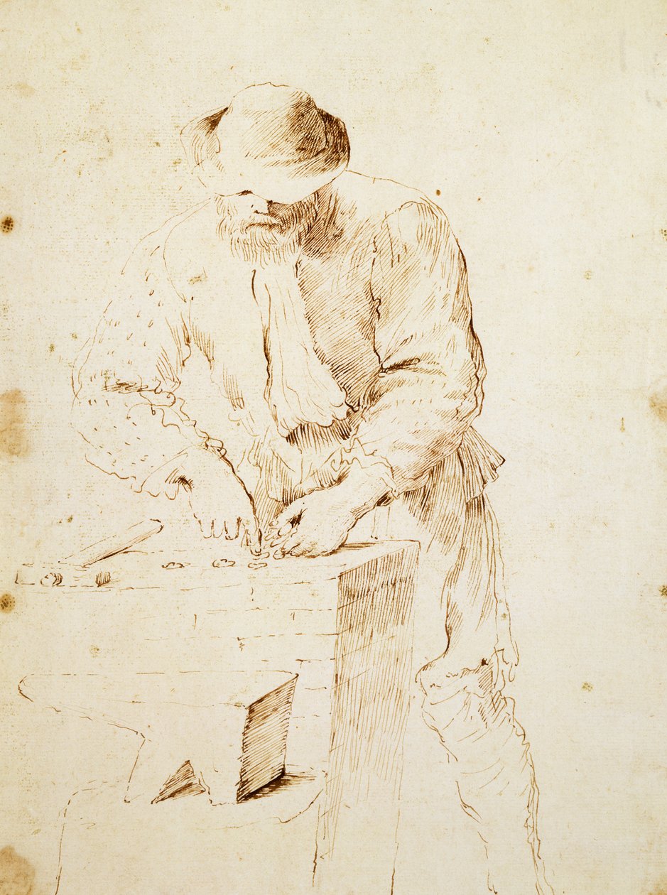 Myntpresser, av Giovanni Francesco Barbieri, kjent som Guercino (1591-1666), Tegning, Italia av Guercino