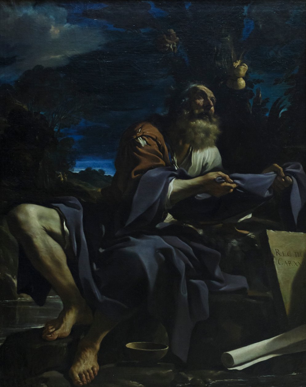 Elia matet av ravner av Guercino (1591-1666)