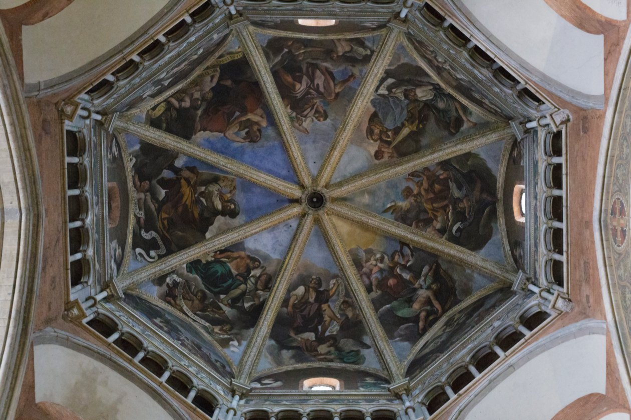 Fresker av kuppelen til Piacenza katedral (fresko) av Guercino (1591-1666)