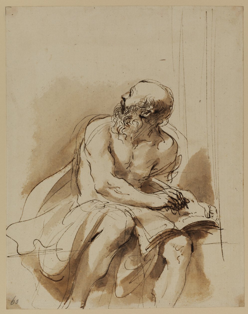 Sittende skikkelse av Saint Hieronymus av Guercino (1591 1666)