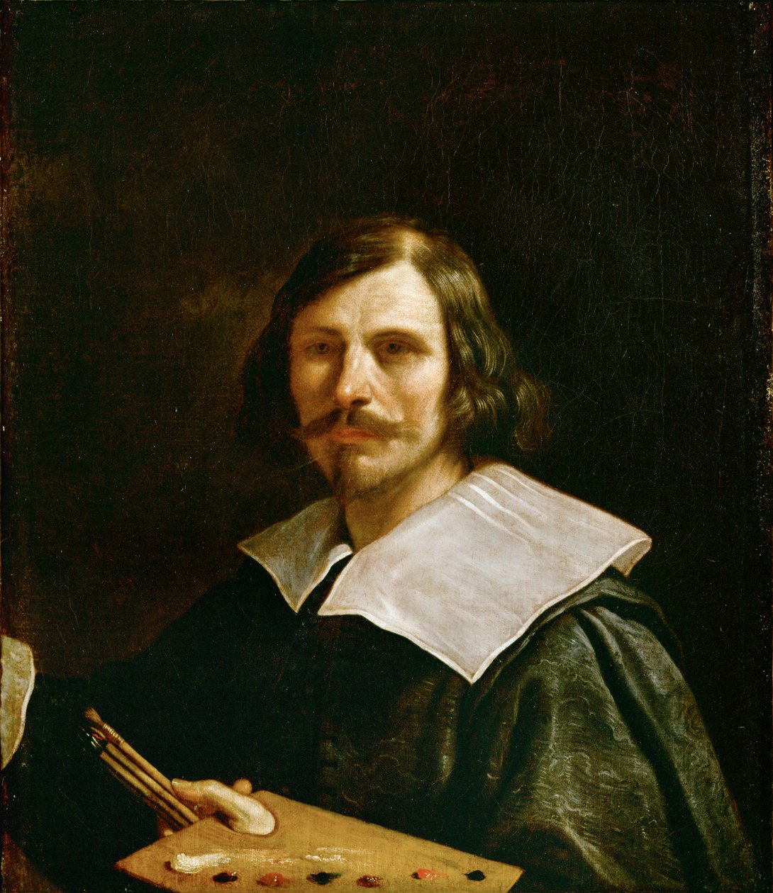 Selvportrett med malerens palett … av Guercino (1591-1666)