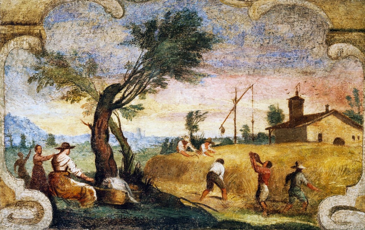 Høstingen, freskomaleri av Giovanni Francesco Barbieri, kjent som il Guercino (1591-1666). av Guercino