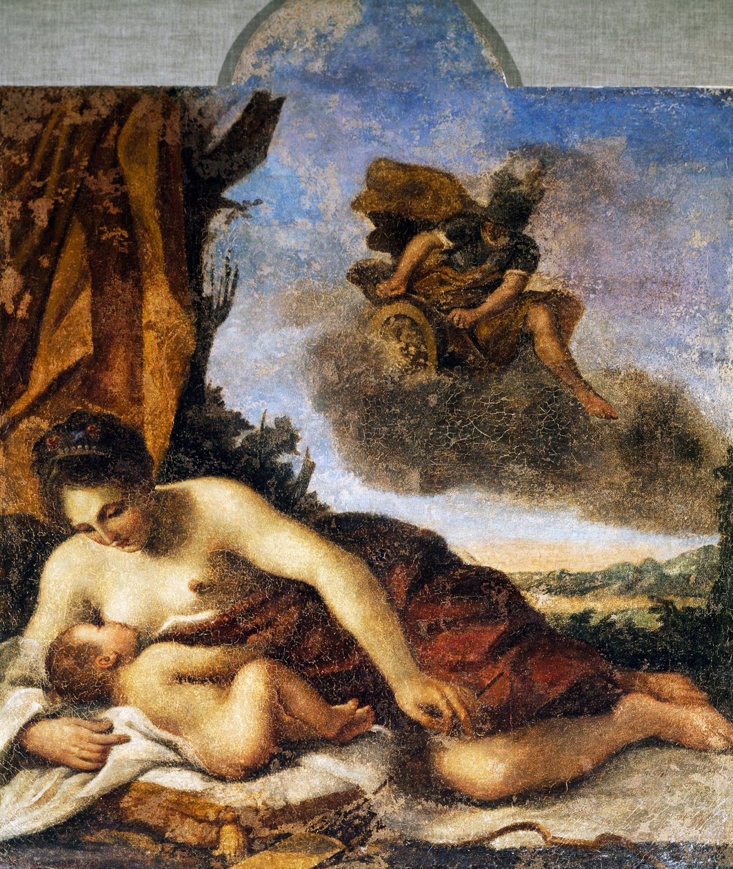 Venus nursing Love, maleri av Giovanni Francesco Barbieri, kjent som il Guercino (1591-1666). av Guercino