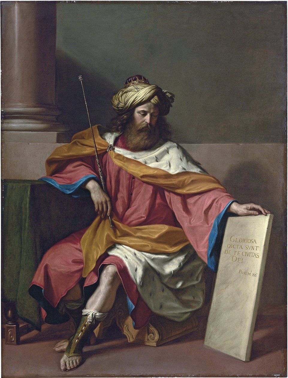 Kong David - Maleri av Barbieri Giovanni Francesco kjent som Le Guerchin (1591-1666), olje på lerret av Guercino