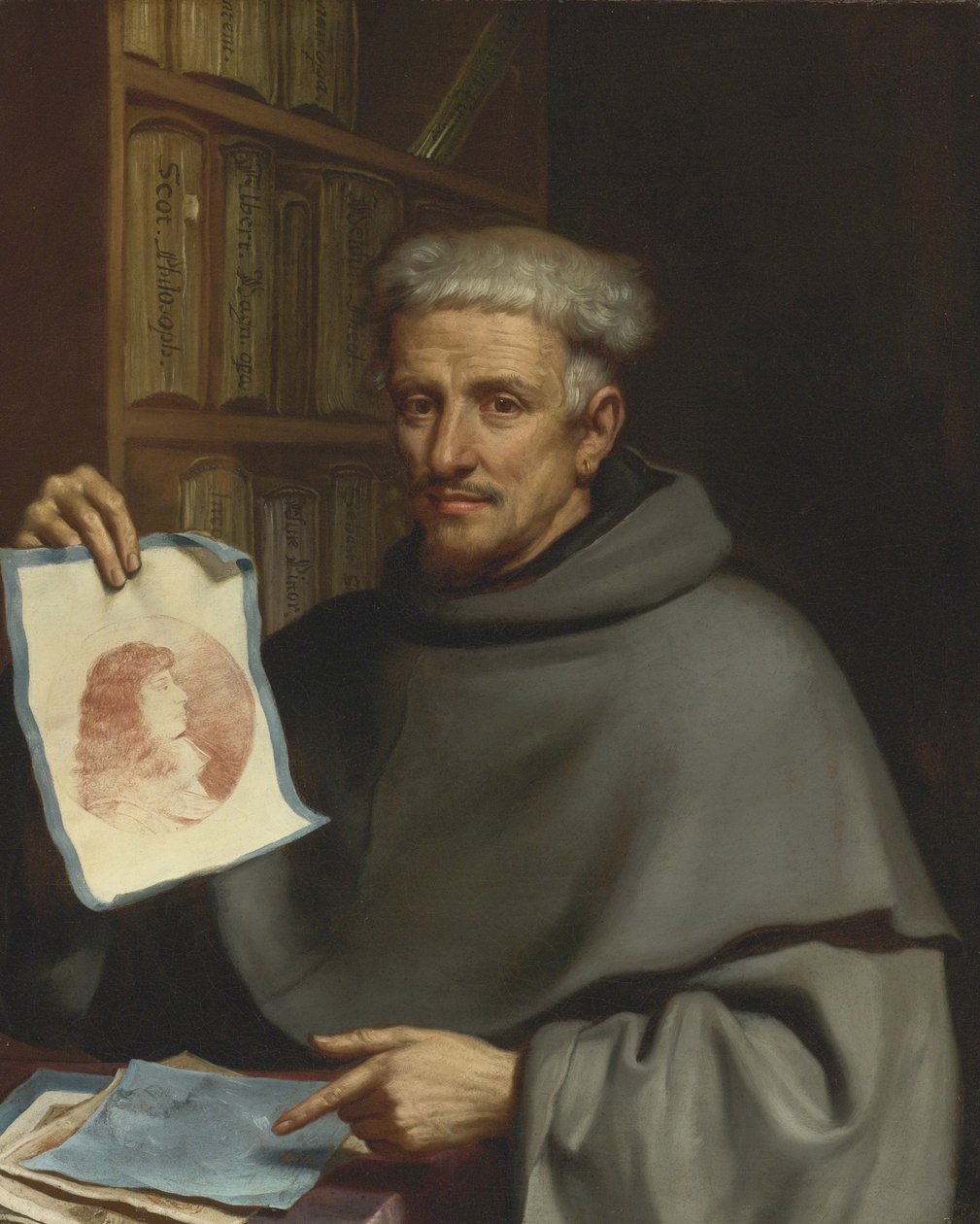 "" Portrett av maleren Bonaventura Bisi "" (Portrett av Fra Bonaventura Bisi (1601-1659) kalt Il Pittorino) Maleri av Giovanni Francesco Barbieri kalt Guercino eller Guerchin (1591-1666) Privatsamling fra 1600-tallet av Guercino