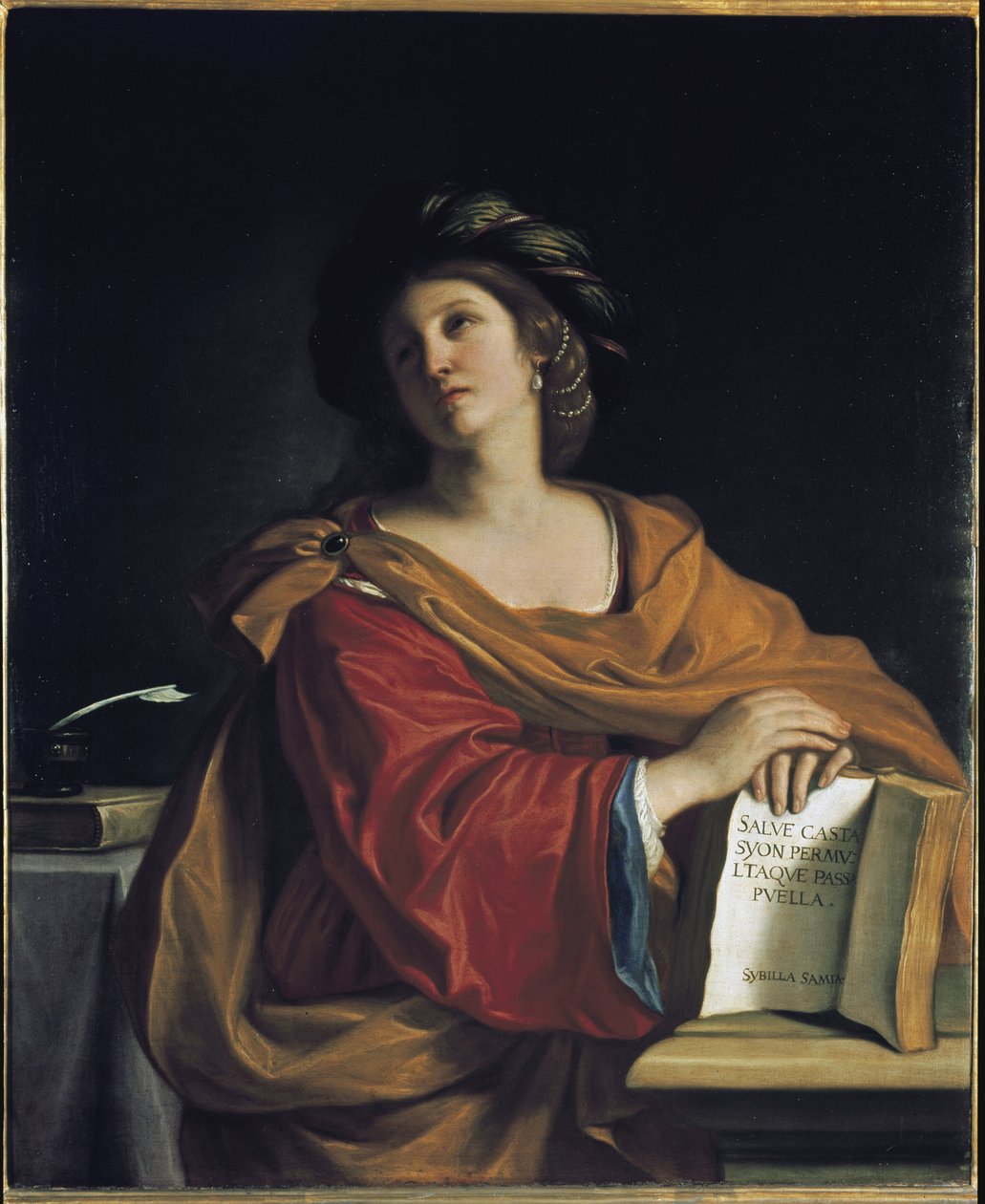 The Samian Sibyl (av Samos) - Olje på lerret av Guercino
