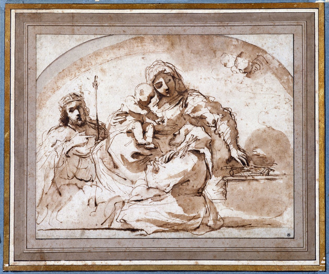 Jomfruen har barn med Saint Louis og Saint Francois av Guercino