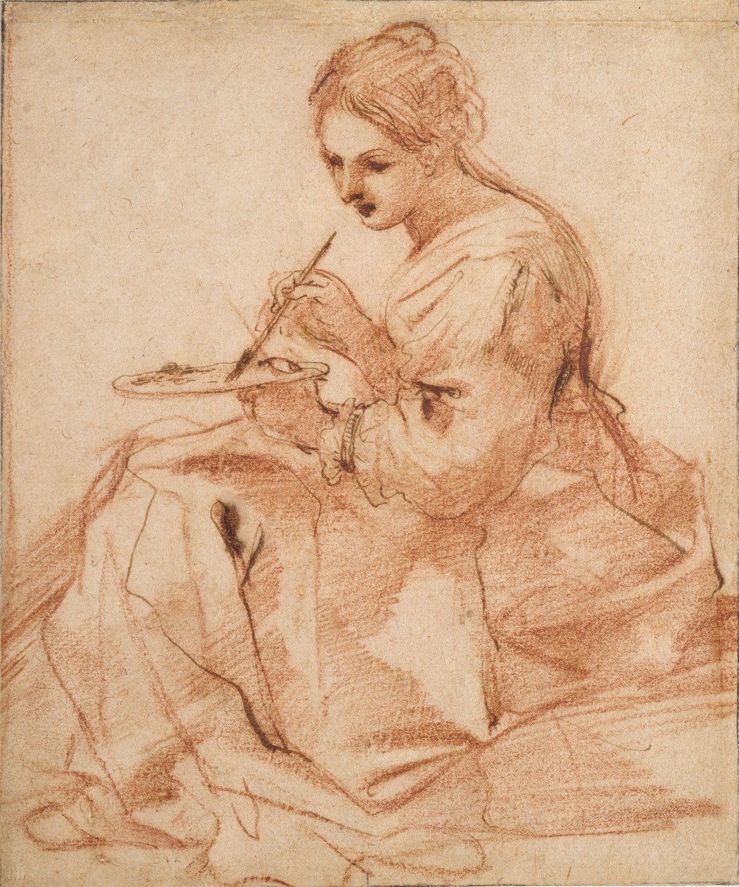 A Woman Painting En allegori om maleri, c1618 av Guercino