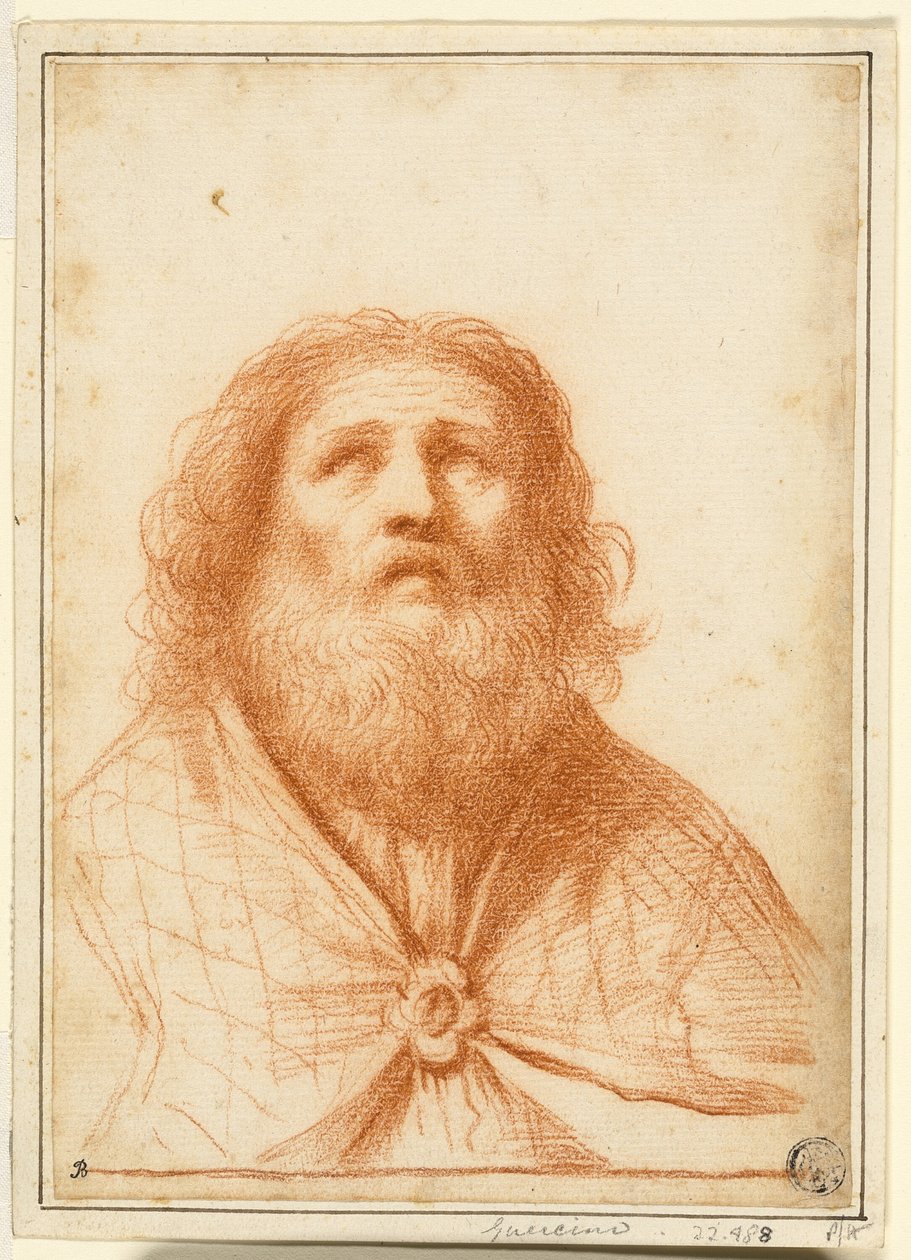 Byste av helgen eller yppersteprest av Guercino