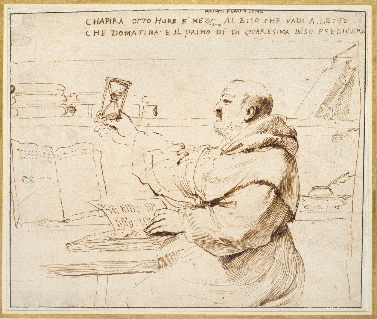 Karikatur av Fra Bonaventura Bisi, 1655-1659 av Guercino