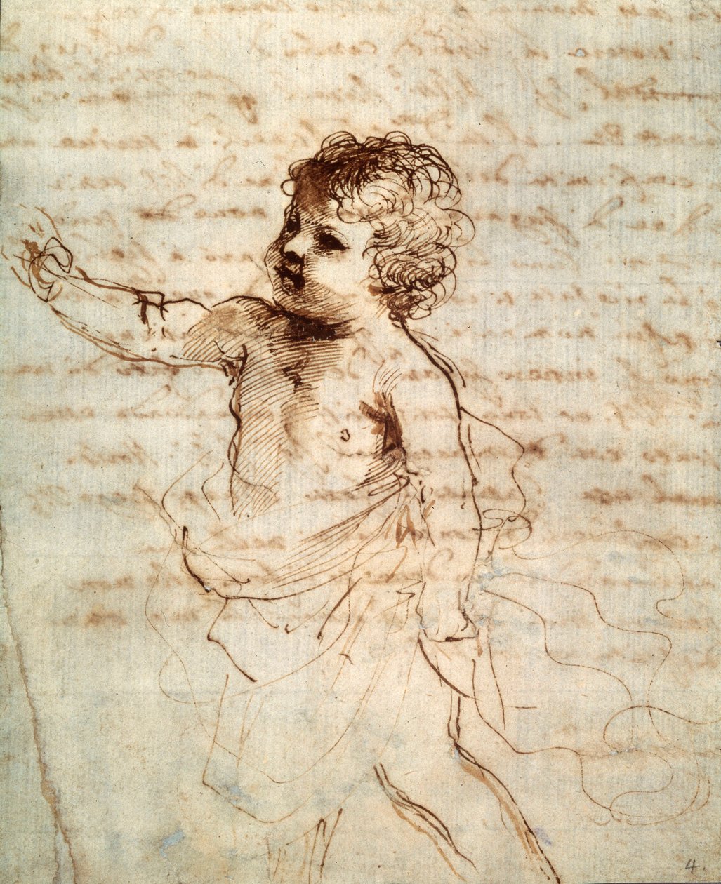 Barnefigur i draperi, 1600-tallet av Guercino
