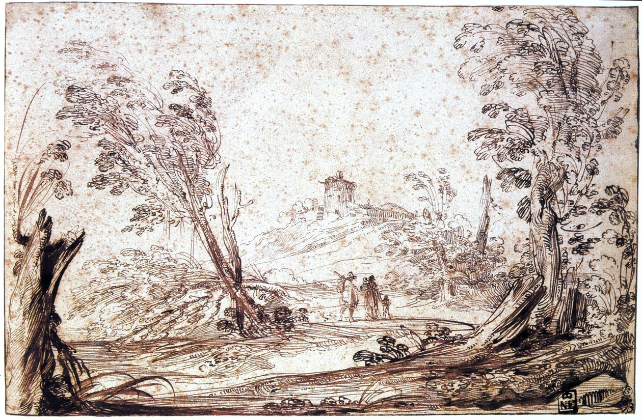 Landskap, 1600-tallet av Guercino