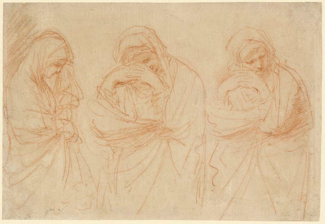 Madonna Mourning: Studier for Kristi gravleggelse av Guercino