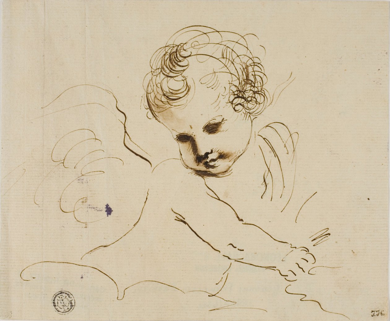 Putto i skyene av Guercino