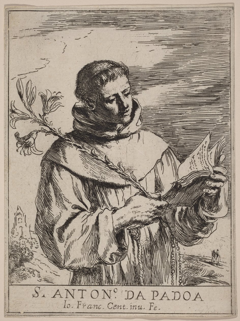 Den hellige Antonius av Padova av Guercino