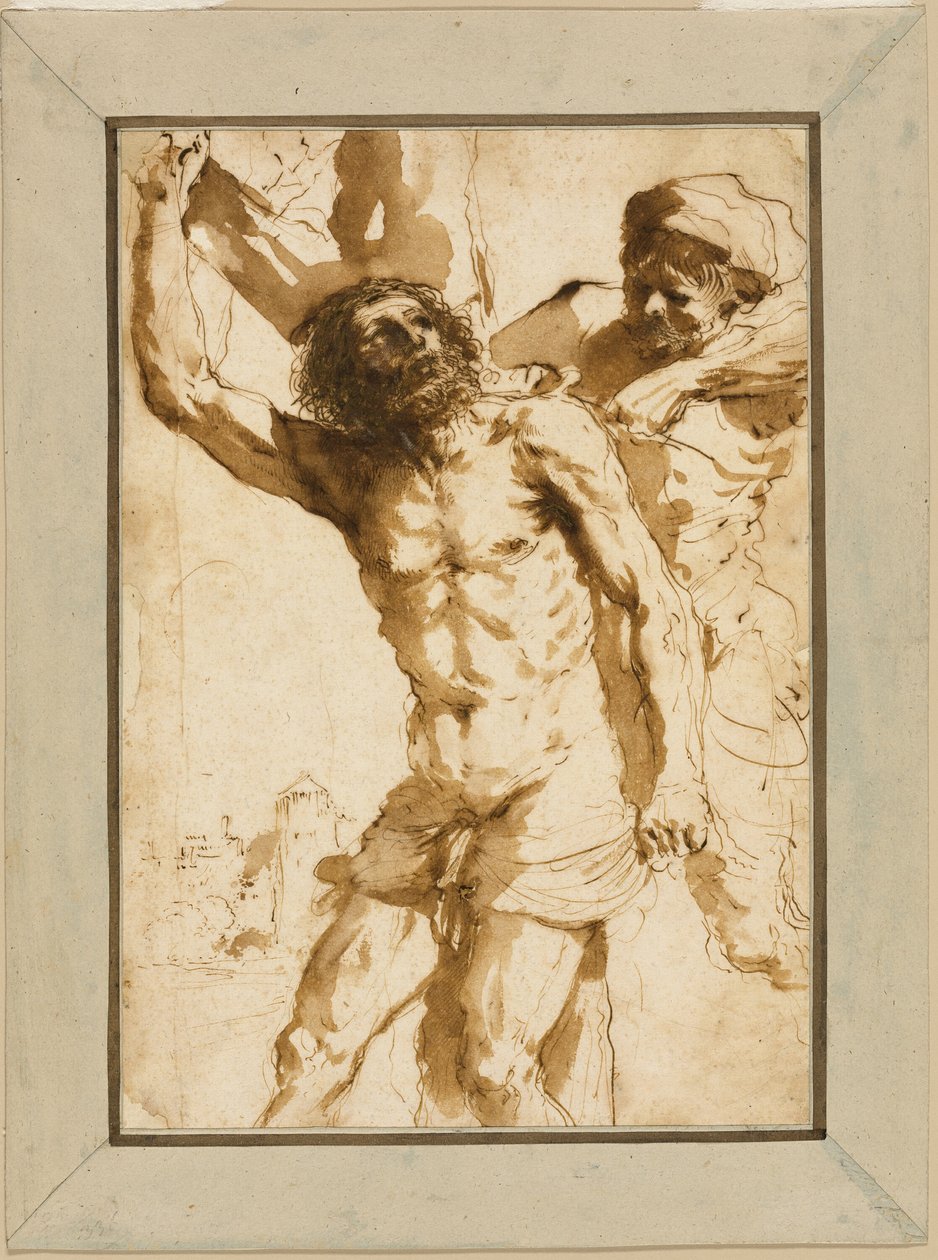 Studie for "The Martyrdom of Saint Bartholomew" av Guercino