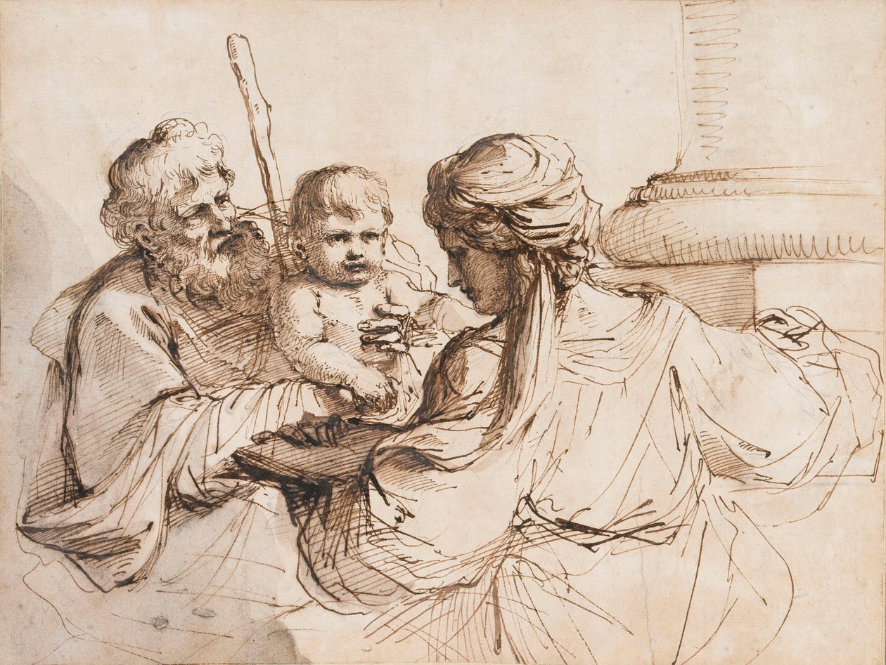 Den hellige familie av Guercino