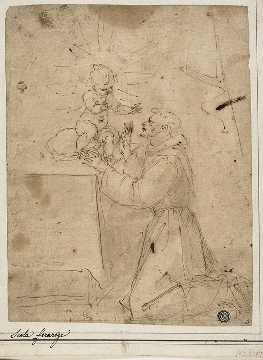 Den hellige Antonius av Padua som tilber Kristusbarnet av Guglielmo Caccia