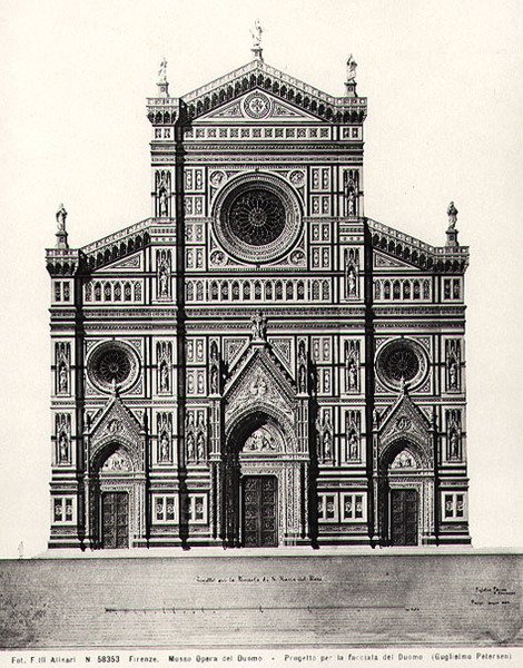Design for fasaden til Santa Maria del Fiore eller Duomo i Firenze av Guglielmo Petersen
