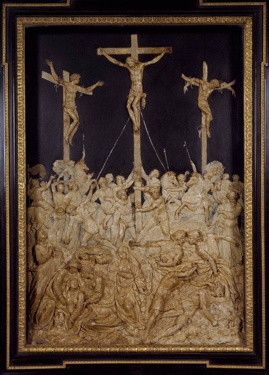 Korsfestelse, tilskrevet Guglielmo della Porta (1515-1577), voksrelieff, Italia av Guglielmo della Porta