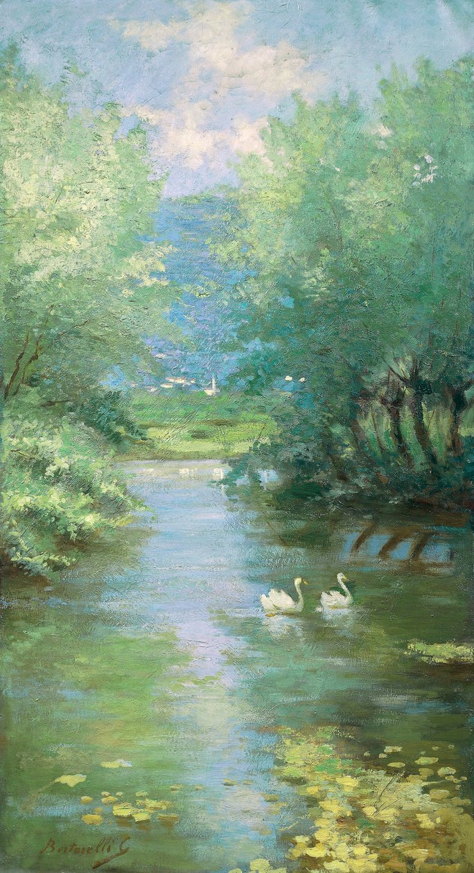 Landskap med svaner (olje på lerret) av Guido Bertarelli
