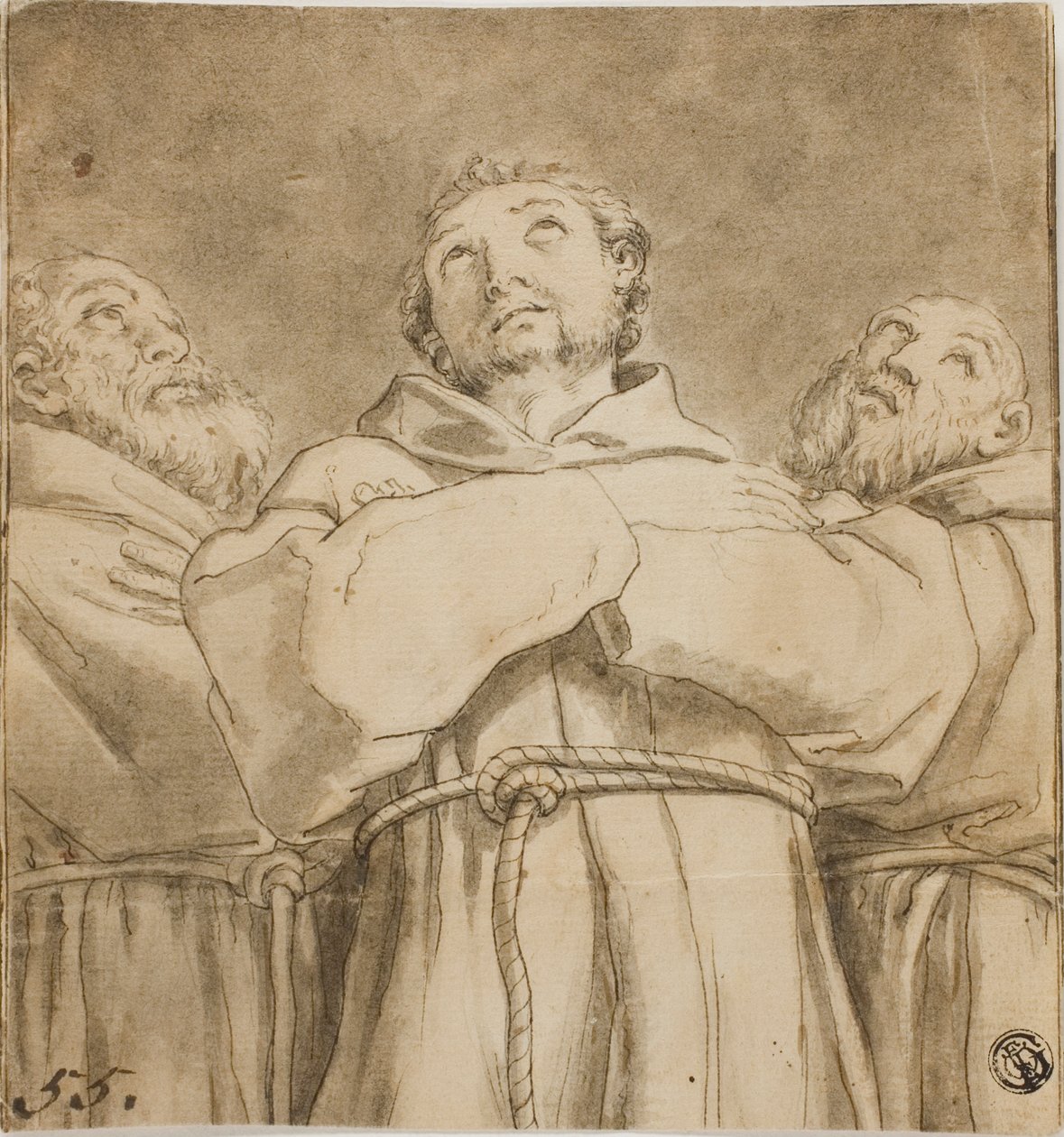 Saint Francis of Assisi, med to munker av hans orden av Guido Reni