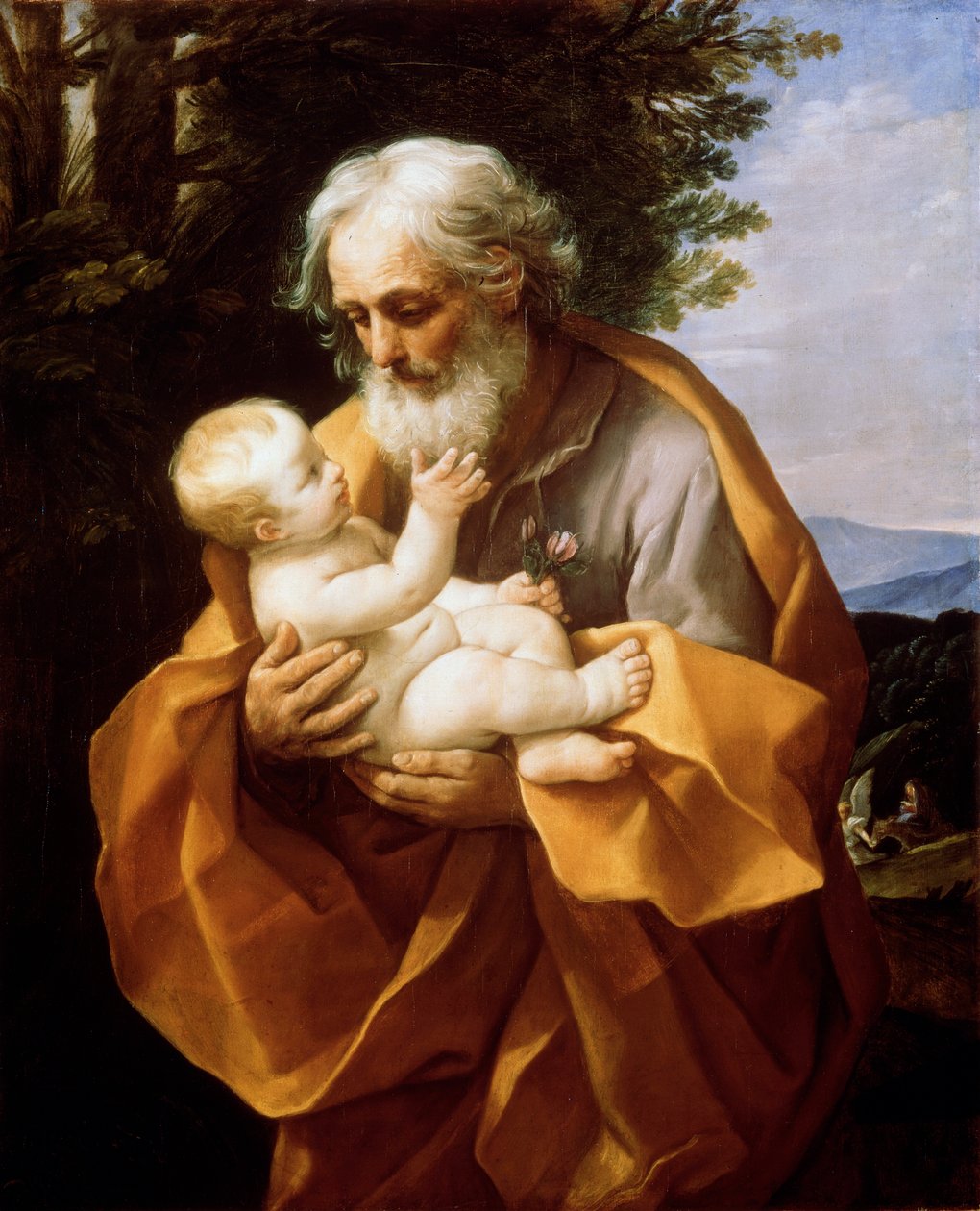 Saint Joseph with Infant Christ, 1620-tallet. av Guido Reni